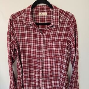 Hollister Red & White Plaid Flannel
